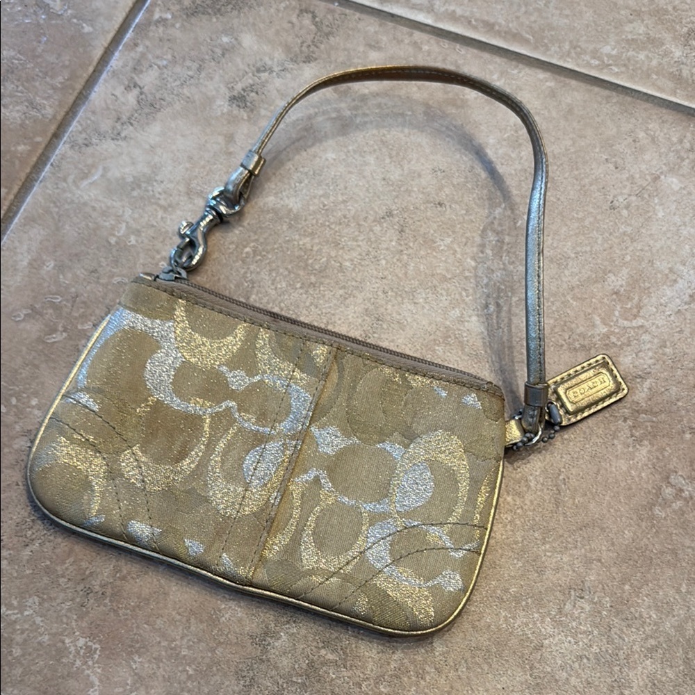 Coach Gold and Silver Signature Clutch